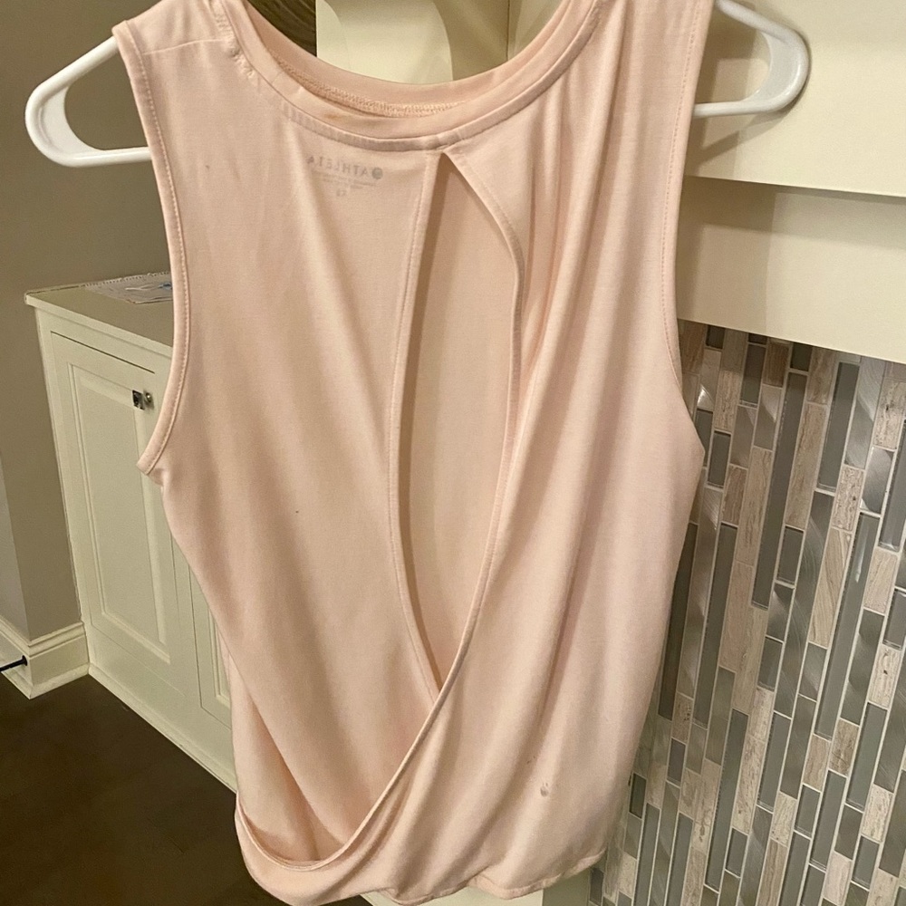 Athleta light pink sleeveless tank with open back detail